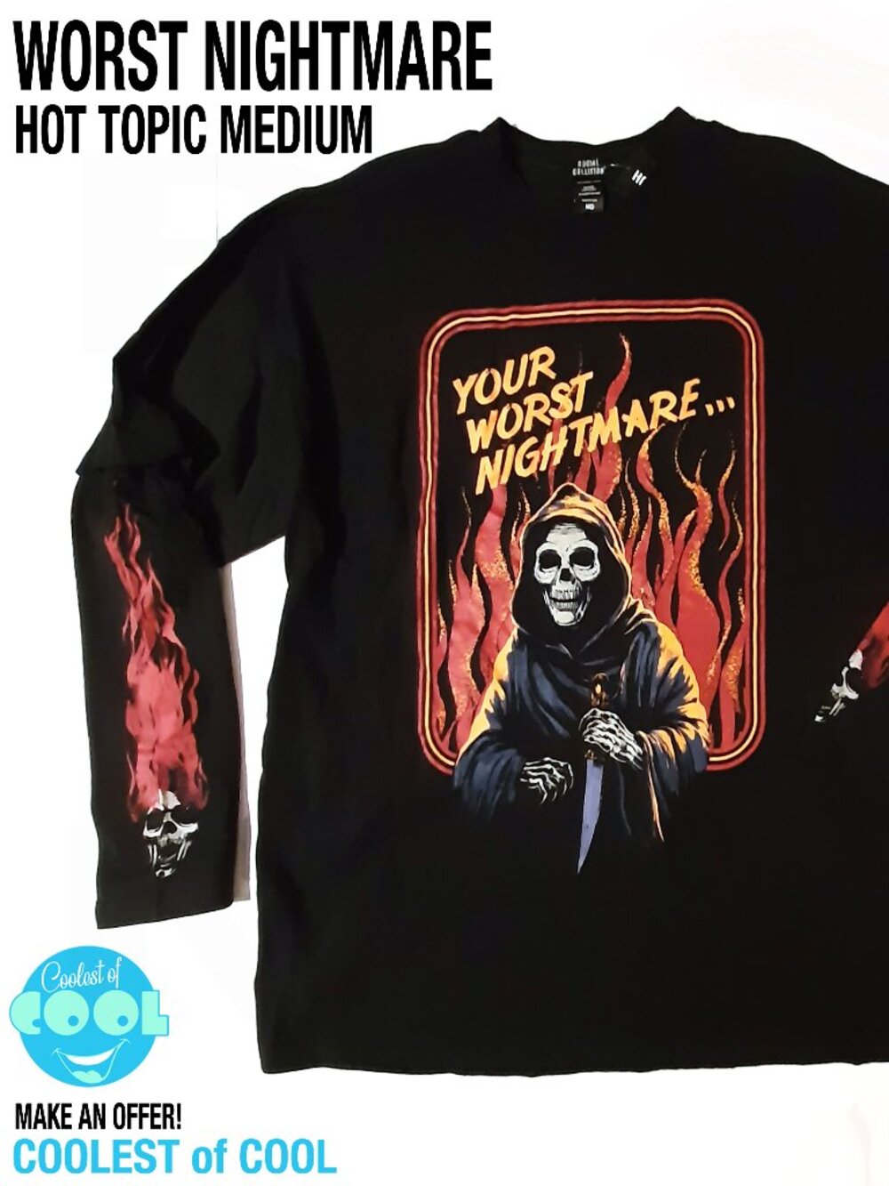 Your Worst Nightmare reaper t-shirt size Medium Steven Rhodes art Hot Topic NWT